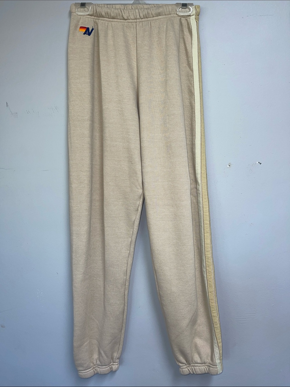 AVIATOR NATION 5 STRIPE SWEATPANTS SAND // TAN